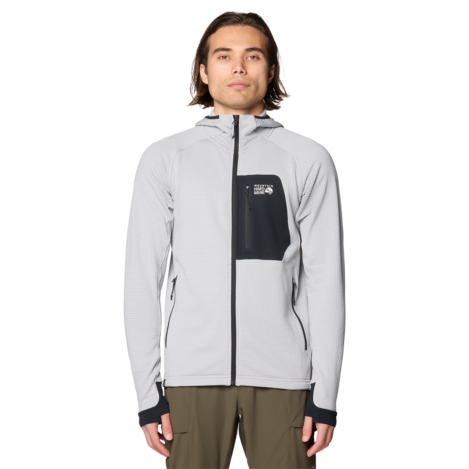 Mountain Hardwear M Polartec® Power Grid™ Full Zip Hoody in GRAU