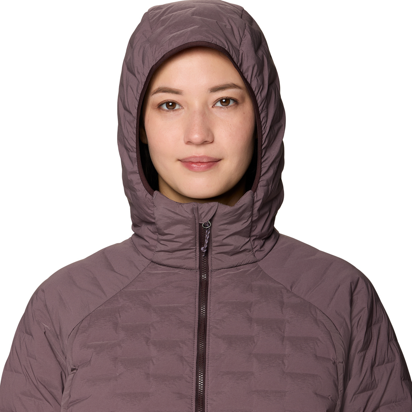 Mountain Hardwear W Stretchdown™ Light Hooded Jacket in BRAUN