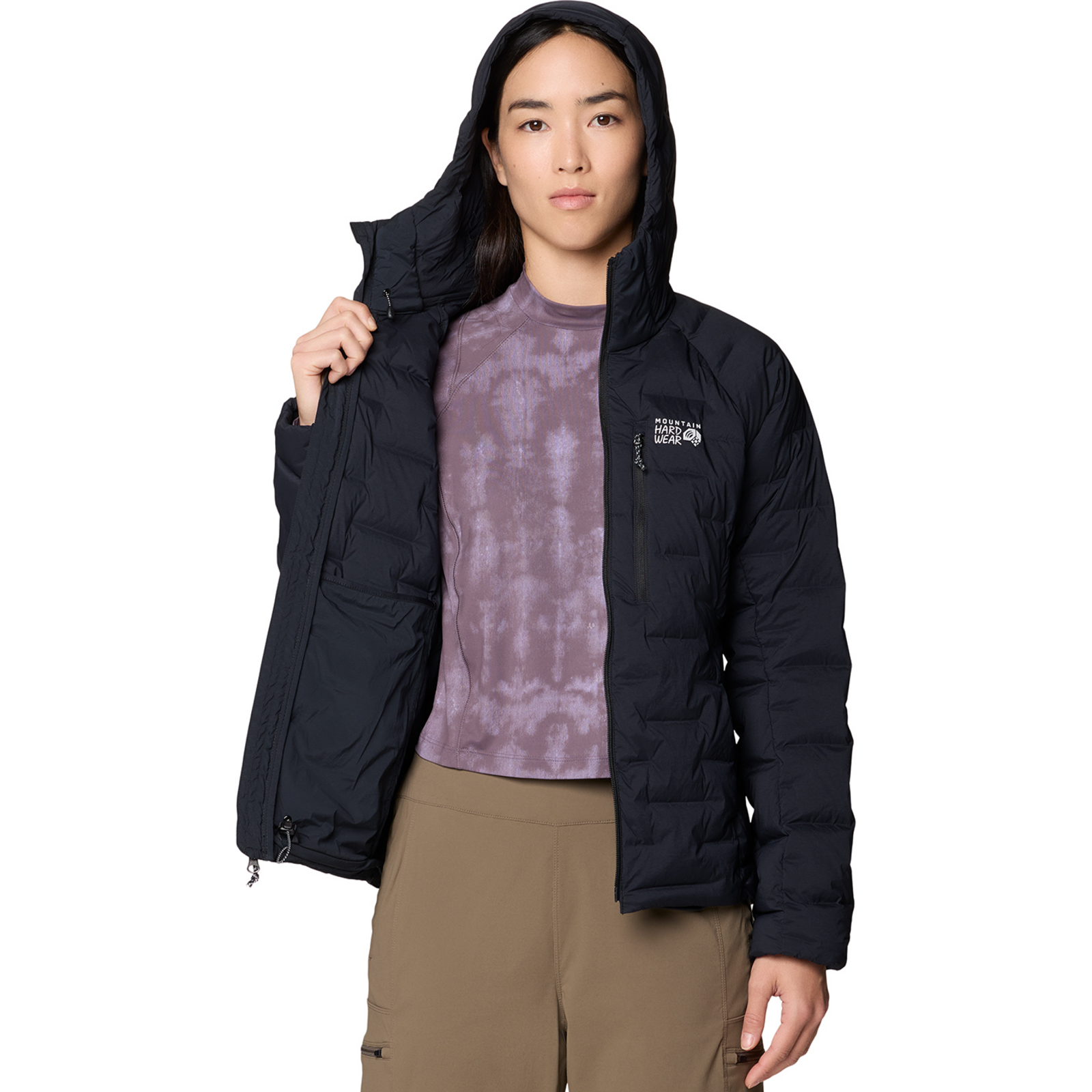 Mountain Hardwear W Stretchdown™ Hooded Jacket in SCHWARZ