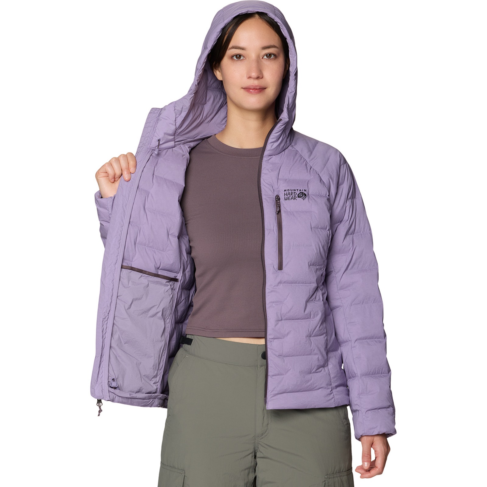 Mountain Hardwear W Stretchdown™ Hooded Jacket in VIOLETT